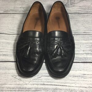 Magnanni Black Leather Kiltie Tassel SlipOn Loafer